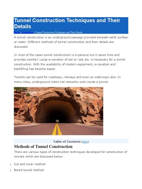 Tunnel Construction Techniques and Their Details - raincitystudios.com