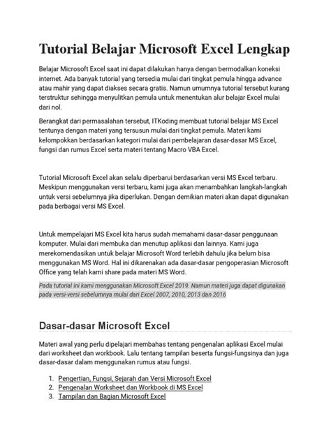 Tutorial Belajar Microsoft Excel Lengkap - ITKoding - balustradellc