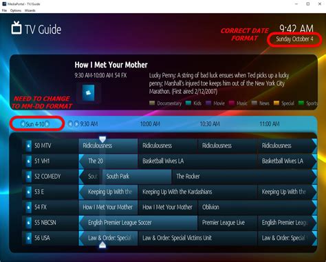 TV Guide Date not correct regional format MediaPortal An Open