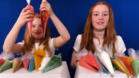 TWIN TELEPATHY SLIME CHALLENGE PIPING BAG SLIME CHALLENGE …