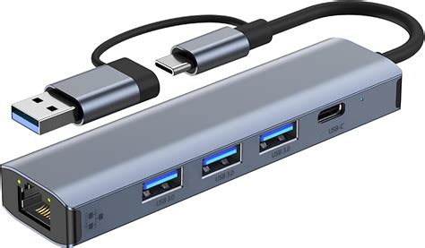 Type-C to USB Hub + Ethernet Adapter – 3 USB Ports - balustradellc