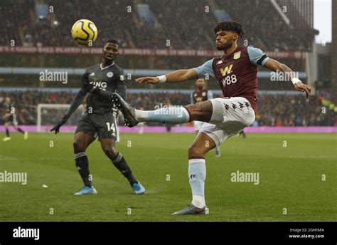 Tyrone Mings of Aston Villa clears the ball up field during the Premier ... - balustradellc