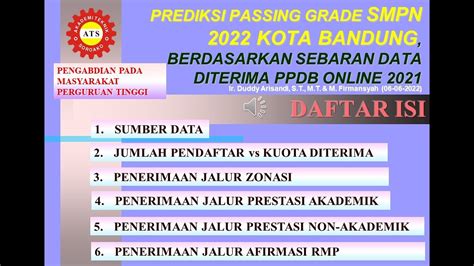Tabel Passing Grade SMPN Bandung 2013
