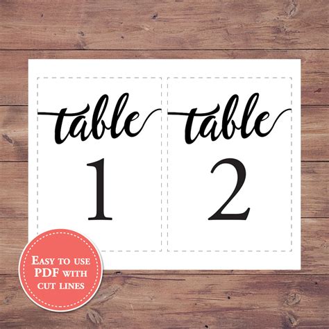 Table Number Template Wedding Table Numbers Printable Table Numbers