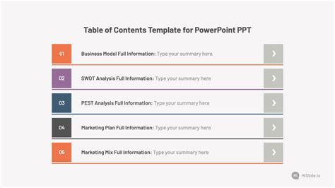 Table Of Contents Ppt Summary Graphics PowerPoint Templates Designs