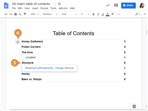 Table Of Contents Template Google Docs