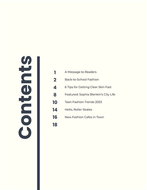 Table Of Contents Template In Word