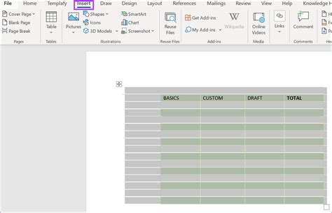 Table Template Word Free Matttroy