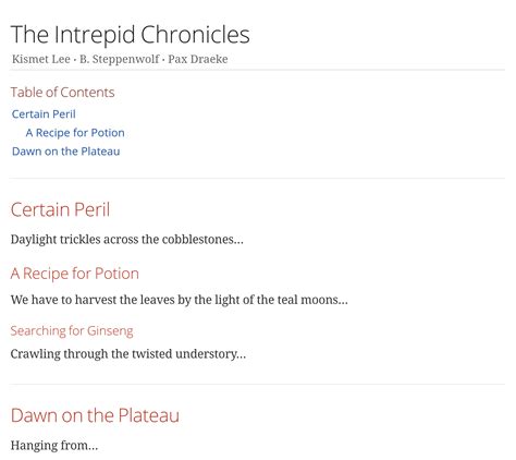 Table of Contents Asciidoctor Docs