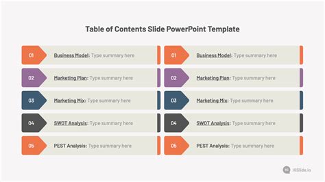 Table of Contents Slide in PowerPoint Template Download Now