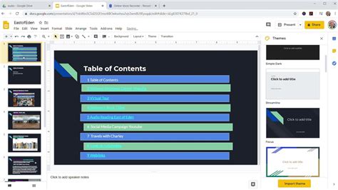 Table of Contents in Google Slides YouTube