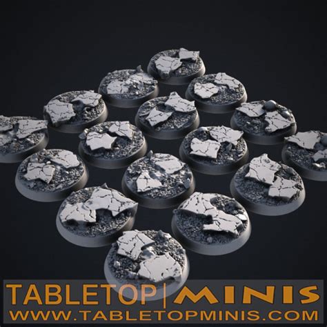 TableTopMinis - Cracked Earth 32mm Bases 3d printable stl