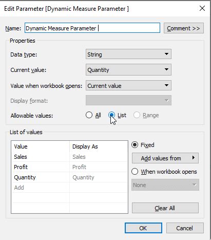 Tableau dynamic parameter not working.  In Tableau, parameters are dynamic v...