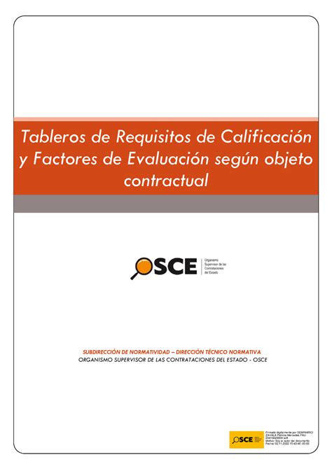 Tableros de Requisitos de Calificación y Factores de …