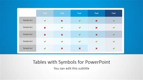 Tables with Symbols for PowerPoint SlideModel