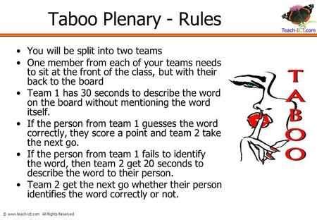 Taboo Board Game Rules & Instructions How To Play Taboo Taboo Game