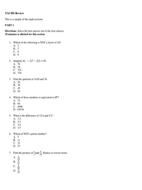 Tachs Practice Math PDF Interest