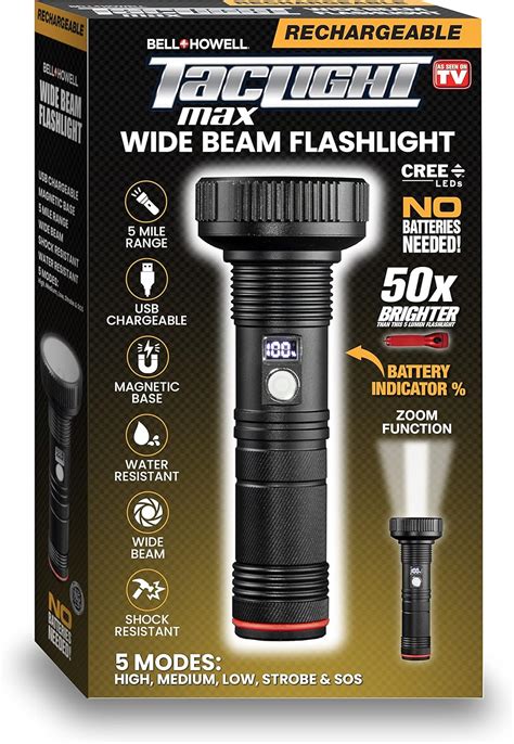 Taclight max amazon. Amazon.com: tac light battery. ... Bell+Howell Taclight Max Ultra High-Powered Handheld Flashlight 500 Lumens-7,000K Cree LED 5 Modes Rechargeable Water/Shatter Resistant Compact Outdoor Camping Flash Light As Seen On TV Set of 2. 4.5 out of 5 stars 37. 50+ bought in past month. 
