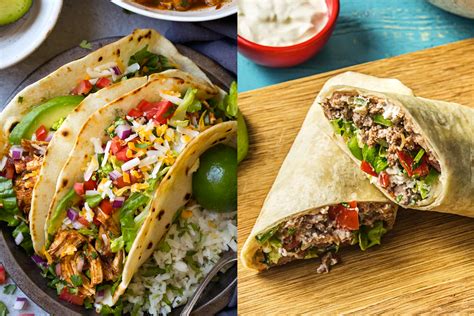 Taco and burrito. 1 Sept 2023 ... Conclusion · Tacos can be made with a hard shell or soft shell, while burritos are always made with a soft tortilla. · Burritos tend to be ... 