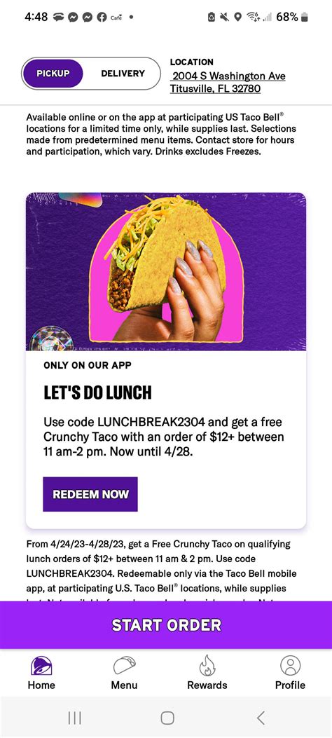 App Features. Feed your cravings. Order your favorite now. Customize and save your favorite menu items to order faster. Order, pay ahead, and choose how you want to get your Taco Bell. You can also track your order seamlessly on the app to know when it’s ready for pickup or being delivered. Earn points on every qualifying order so your tacos .... 