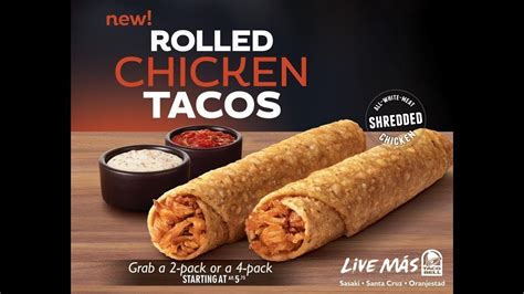 Taco bell rolled chicken tacos. Sep 24, 2023 · 28g. Protein. 10g. There are 250 calories in 2 tacos of Taco Bell Rolled Chicken Tacos. Calorie breakdown: 39% fat, 45% carbs, 16% protein. 