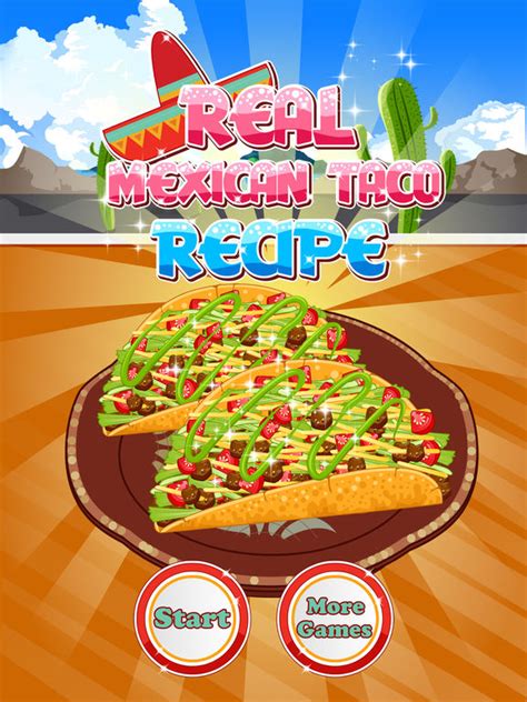 Taco food games. Product Features: -A super fun food-making game. -Make yummy Mexican foods like taco, Mexican street corn, Mexican rice skillet, Mexican cookies and Mexican birthday cake. -Tons of realistic cooking tools to play: taco shell maker, fryer, frying tong, stick, grill, brush, spatula, pan, induction cooker, bowls, cutting board, rolling pin, cookie ... 