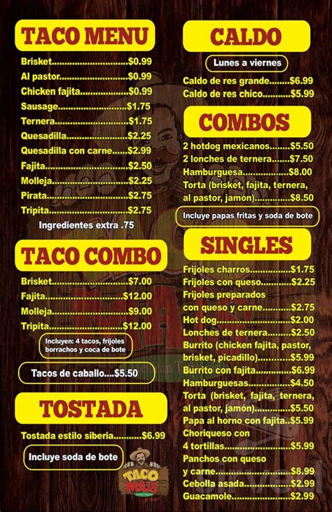 Online ordering menu for Tacos Y Mas . Established i
