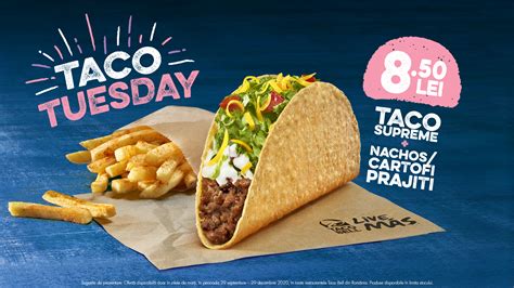 Taco tuesday at taco bell. Taco Tuesday. Tiistai saattaa olla viikon herkullisin päivä, sillä tacot ovat tarjouksessa vain 1,50 €/kpl! Kerää kaverit kokoon ja suunnatkaa tacoille, edullisesti. Tarjous koskee Cravings Menun Crunchy Tacoa sekä Soft Tacoa ilman lisätäytteitä (norm. 3,30 €). Tarjous voimassa ravintoloissa ja Taco Bell -sovelluksen kautta ... 