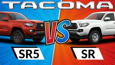Tacoma sr vs sr5. The 2019 Toyota Tacoma stands tall as the top midsize pickup among the highest ground clearance trucks right now. While today’s pickup offers plenty of storage space, you’ll still need to be more aware of what you’re carrying. ... SR5 2dr Extended Cab 4WD SB: 8.1 ” (205 mm) V6 2dr Regular Cab 4WD SB: 8.1 ” (205 mm) ... SR 4dr Double ... 