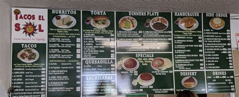 Tacos el sol. About Taquería El Sol. Established in 2003, Taqueria El Sol is a family-run business that has been proudly serving quality Mexican food for over 17 years. What started at the Martinez Family … 