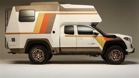 Nov 2, 2021 · Based on a Tacoma TRD Sport pickup, the Tacozilla is a rad camper that harks back to Toyota's factory campers of the 1970s and '80s, specifically the Chinook models. It was built by the Toyota ... . 