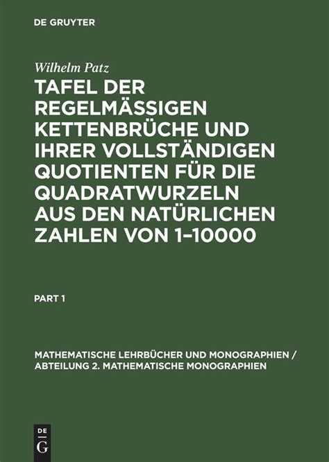 Tafel der regelmässigen kettenbrüche für die quadratwurzeln aus den natürlichen zahlen von 1 10000. - Massey ferguson te20 workshop manual free download.