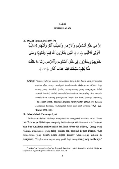 Tafsir Surah Ali Imran ayat 190-191 tentang Orang Cerdas Versi …