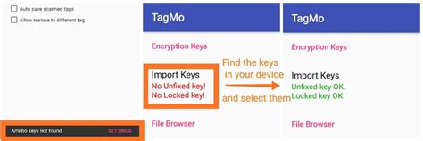 Tagmo import keys. TagMo (version 4.0.4+) supports using key fob devices. This allows you to use a single tag device to store up to 26 different amiibo. Only a key fob device is needed for use with TagMo. No additional hardware / software is required. This section will only cover features special to the key fob hardware. If you run into any difficulties, please ... 