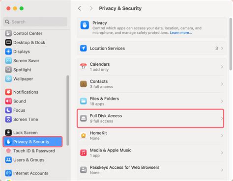 Tahoe full disk access.  Follow the instructions to assign Full Disk Access to the M...