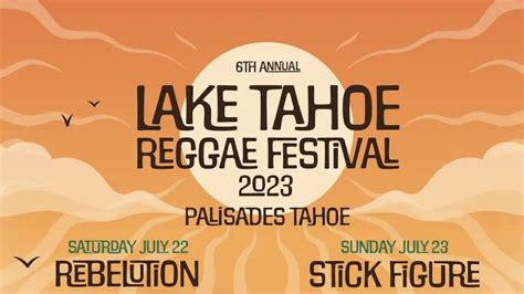 Tahoe reggae festival. Truckee Reggae Fest 2022. 2023 Part 1. The event is located at the Truckee Regional Park Outdoor Amphitheater in beautiful Truckee, Ca. . We will feature Internationally known Reggae Music, Arts and Craft Vending, Food Trucks and a Beer Garden hosted by a local non-profit. This is an all-ages event and children 6 and under are free. 