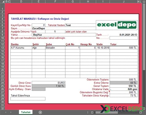 Tahsilat Makbuzu Excel Kolay Excel.