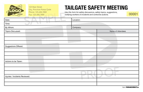 Tailgate Meeting Template