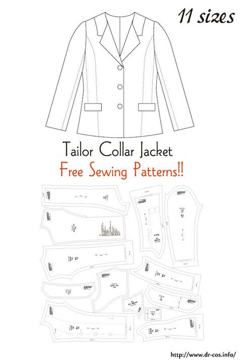 Tailor Collar Jacket Free Sewing Patterns in 2022 Jacket pattern