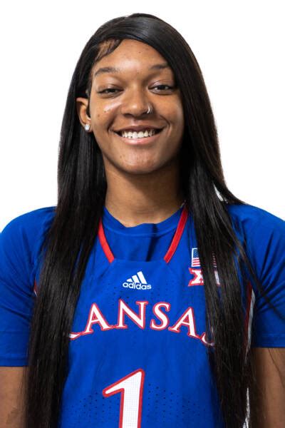 Kansas Jayhawks' center Taiyanna Jackson answers questions during a media breakout at the Big 12 Women's Basketball Tipoff in T-Mobile Arena in Kansas …