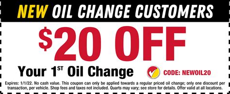 Take 5 oil change 50 percent off coupon near me. Regular oil changes are an essential part of vehicle maintenance. However, the cost of an oil change can add up quickly over time. Fortunately, Firestone offers oil change coupons ... 