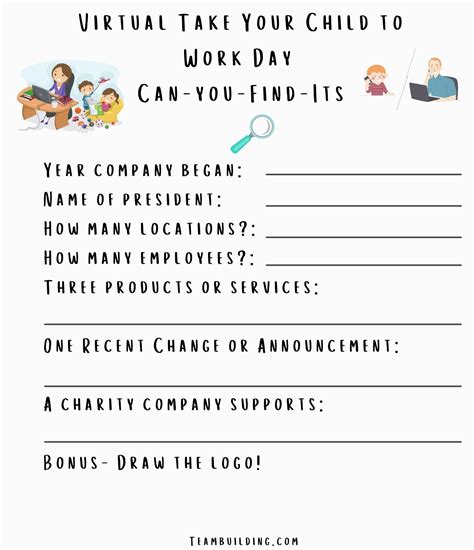 Take Your Child To Work Day Printables