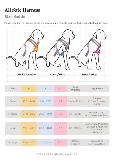 Take note that the above measurements are of the harness itself, they are not meant to be the exact size of your dog