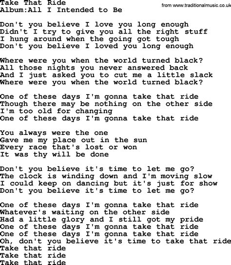 Take that ride lyrics