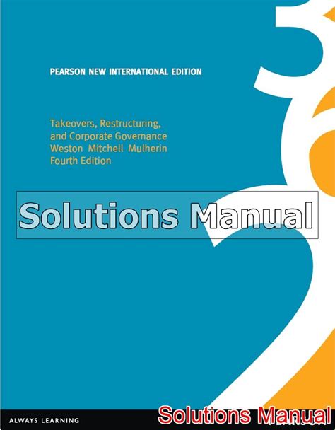 Takeovers restructuring and corporate governance solution manual. - Manuale della soluzione per istruttori fitzgerald di macchine elettriche.