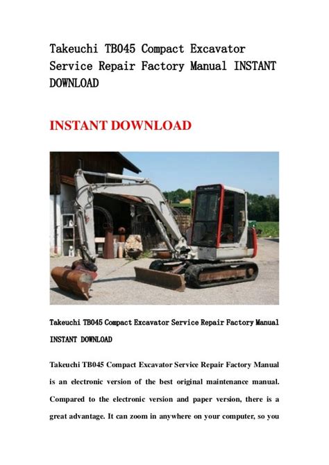 Takeuchi tb045 compact excavator service repair factory manual instant. - Colin drury 6th edition student manual.