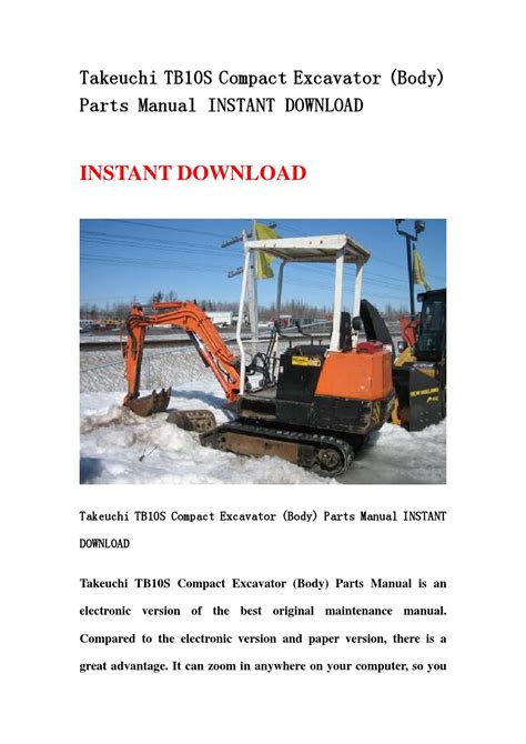 Takeuchi tb10s compact excavator body parts manual. - Contingency planning and disaster recovery a small business guide.