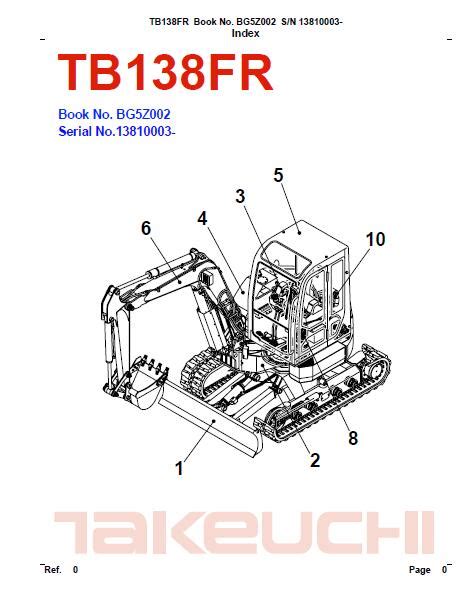 Takeuchi tb138fr compact excavator parts manual sn 13810003 and up. - Manuel de pièces atlas copco ga15.