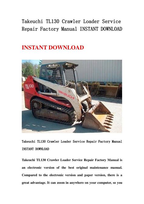 Takeuchi tl130 crawler loader service repair manual. - Tns 510 mise à jour logicielle.