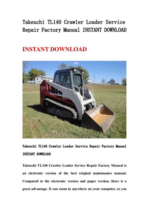 Takeuchi tl140 crawler loader service repair factory manual instant. - Detroit diesel mbe 4000 12 8l diesel engine repair manual.
